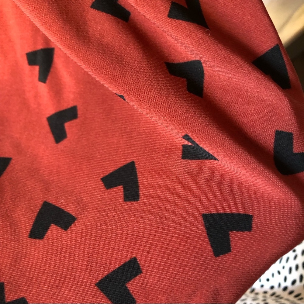 Anne Klein V neck shirt dress stretchy tie front geometric pattern dress OX or M - Picture 4 of 9